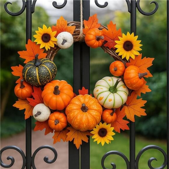 14 PCS Artificial Mixed Pumpkins for Decorating, Fake Pumpkins with 30pcs - Picture 6 of 7